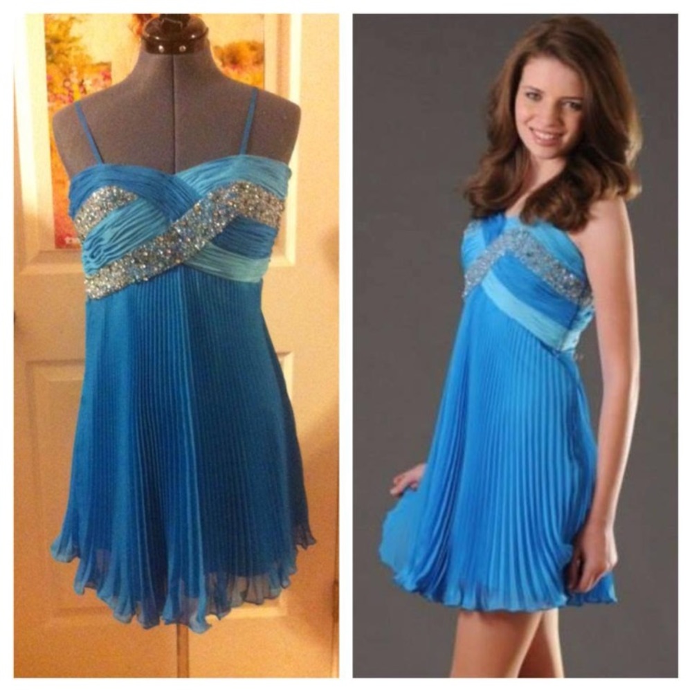 One of a Kind Light Blue Rhinestone Dress Stunning Unique Pageant Cocktail Fun